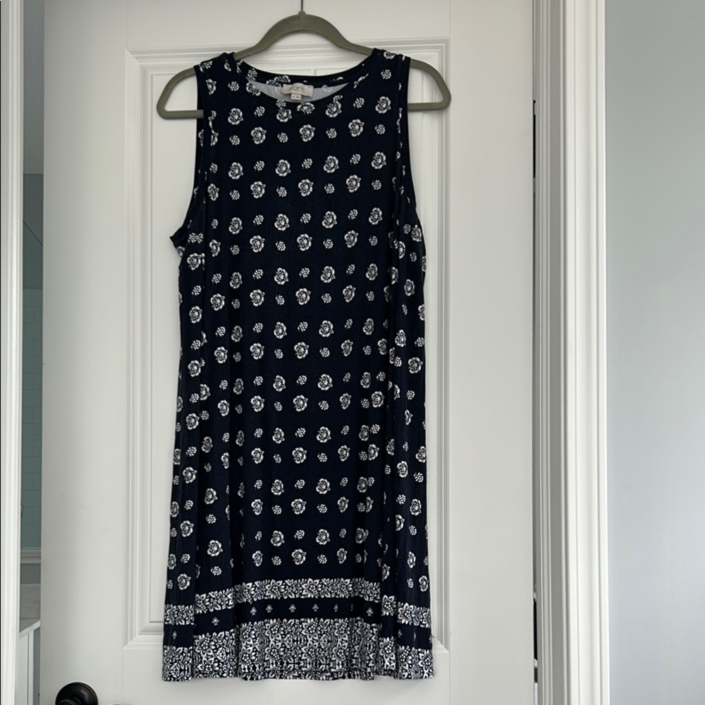 Navy Floral Sleeveless Dress